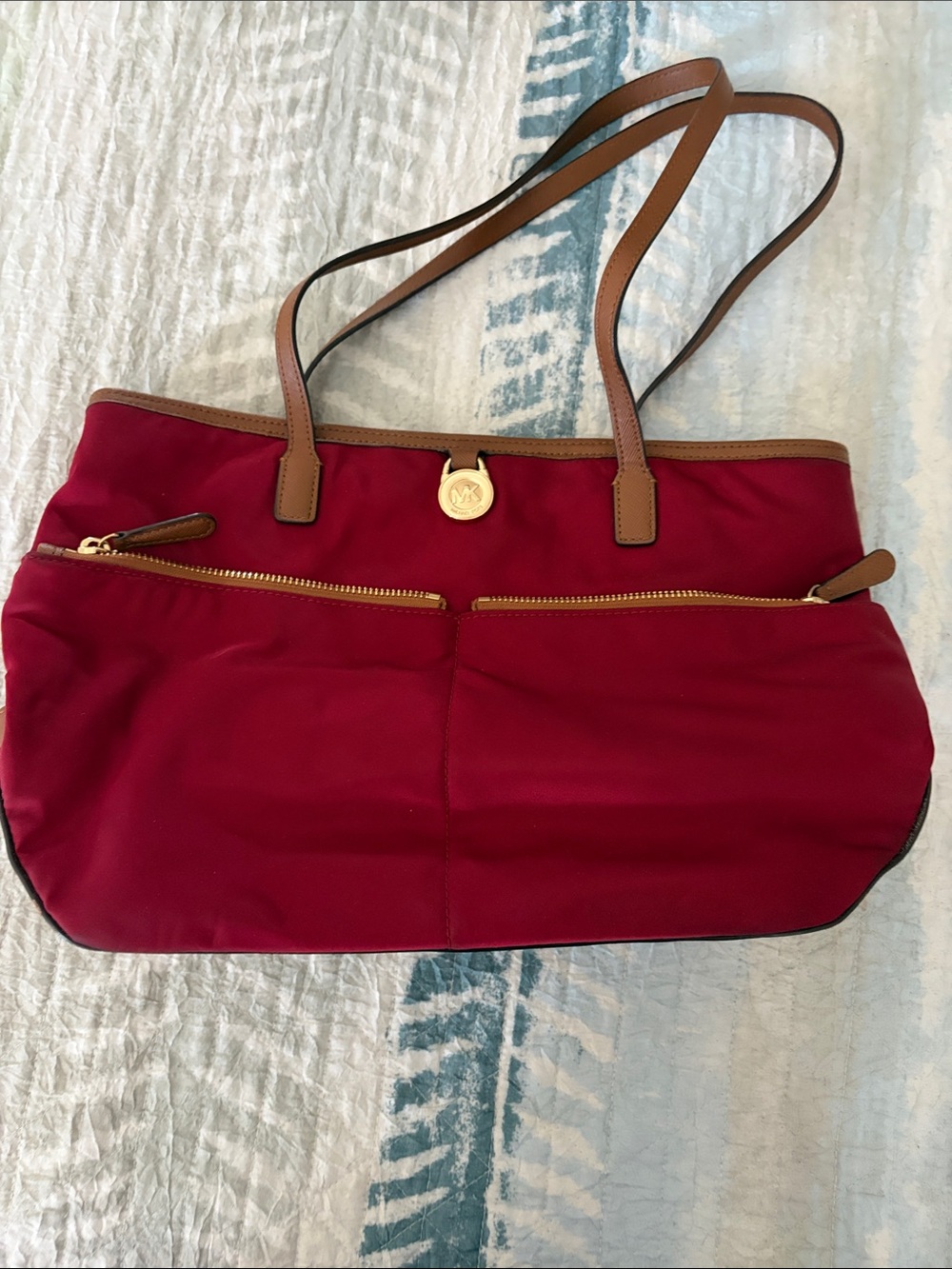 Michael Kors maroon and Brown Tote Bag